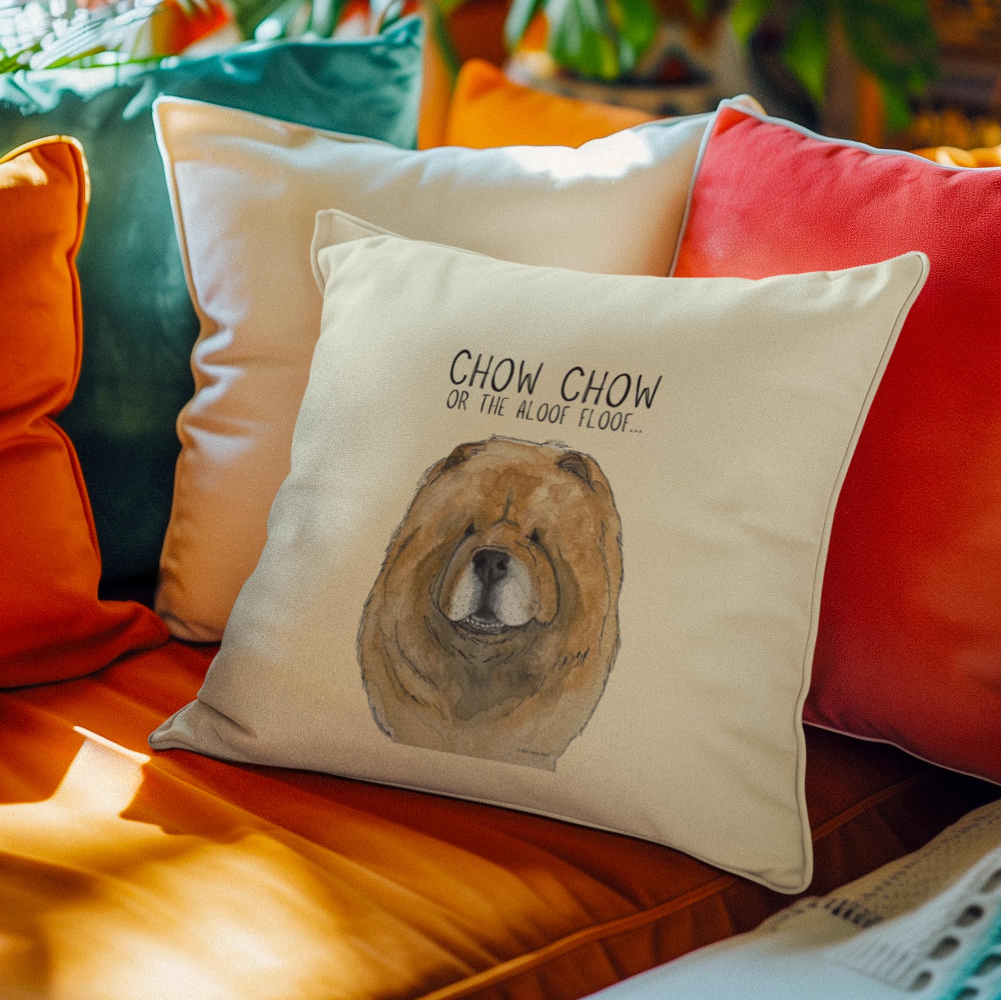 Red Chow Chow Cushion Cover for Dog Lovers