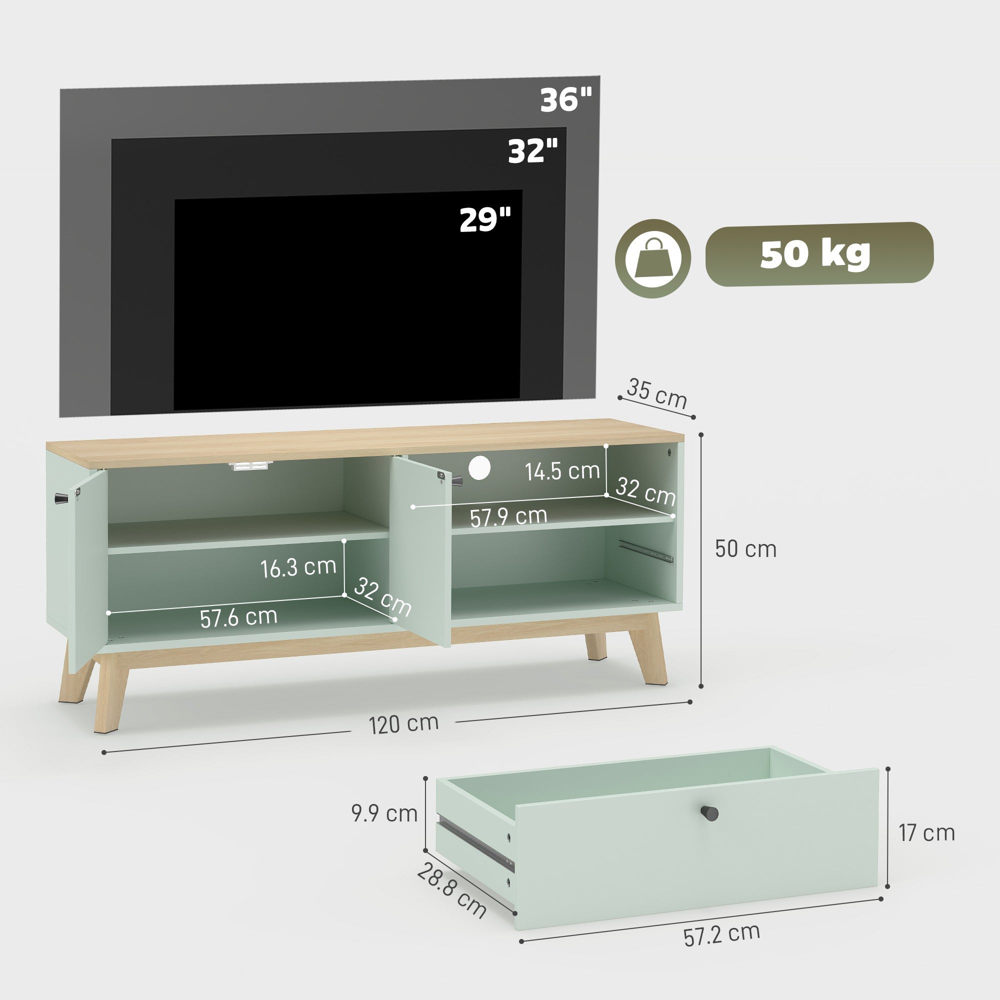 Modern TV Stand Cabinet for Television up to 36 Inch