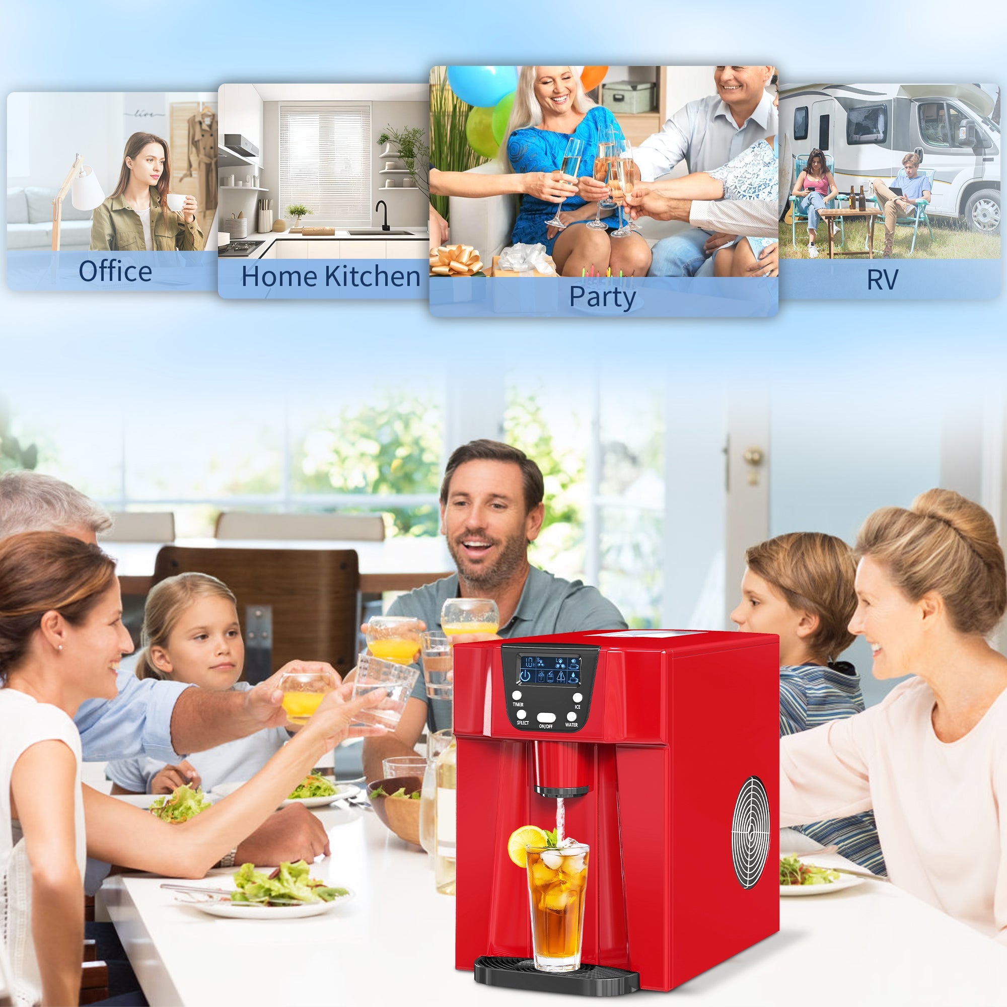 3L Ice Maker Machine and Water Dispenser, 12kg in 24H