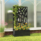 Metal Garden Bed with Trellis with Privacy Screen for Climbing Plants