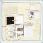 Kids Table and Chair Set with Storage, Whiteboard, Blackboard  for 3-8 Years
