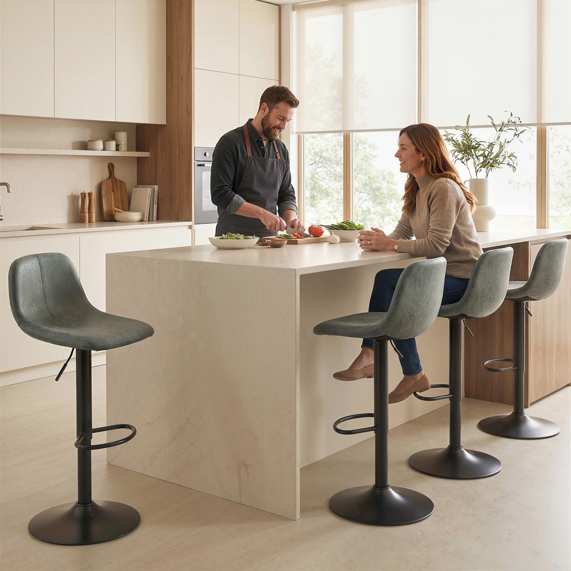 Bar Stools Set of 2, Modern Swivel with Footrest