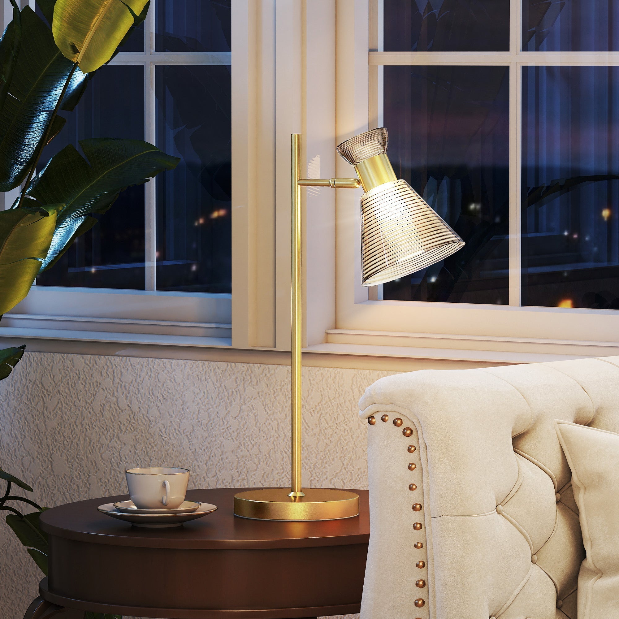 Modern Bedside Table Lamp with Adjustable Flower-Shaped Head