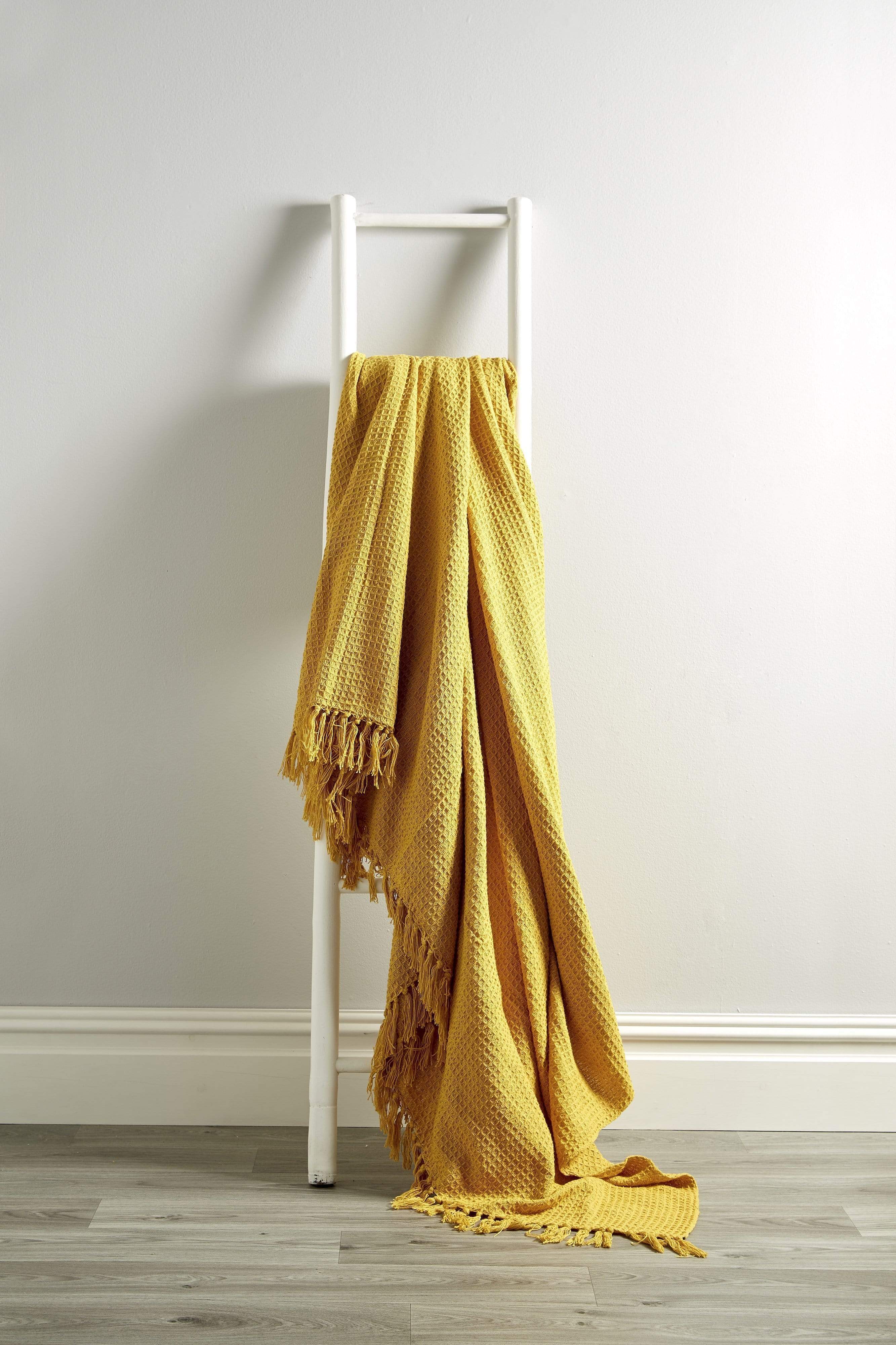 Indian Cotton Handwoven Honeycomb Throw Blanket Lightweight