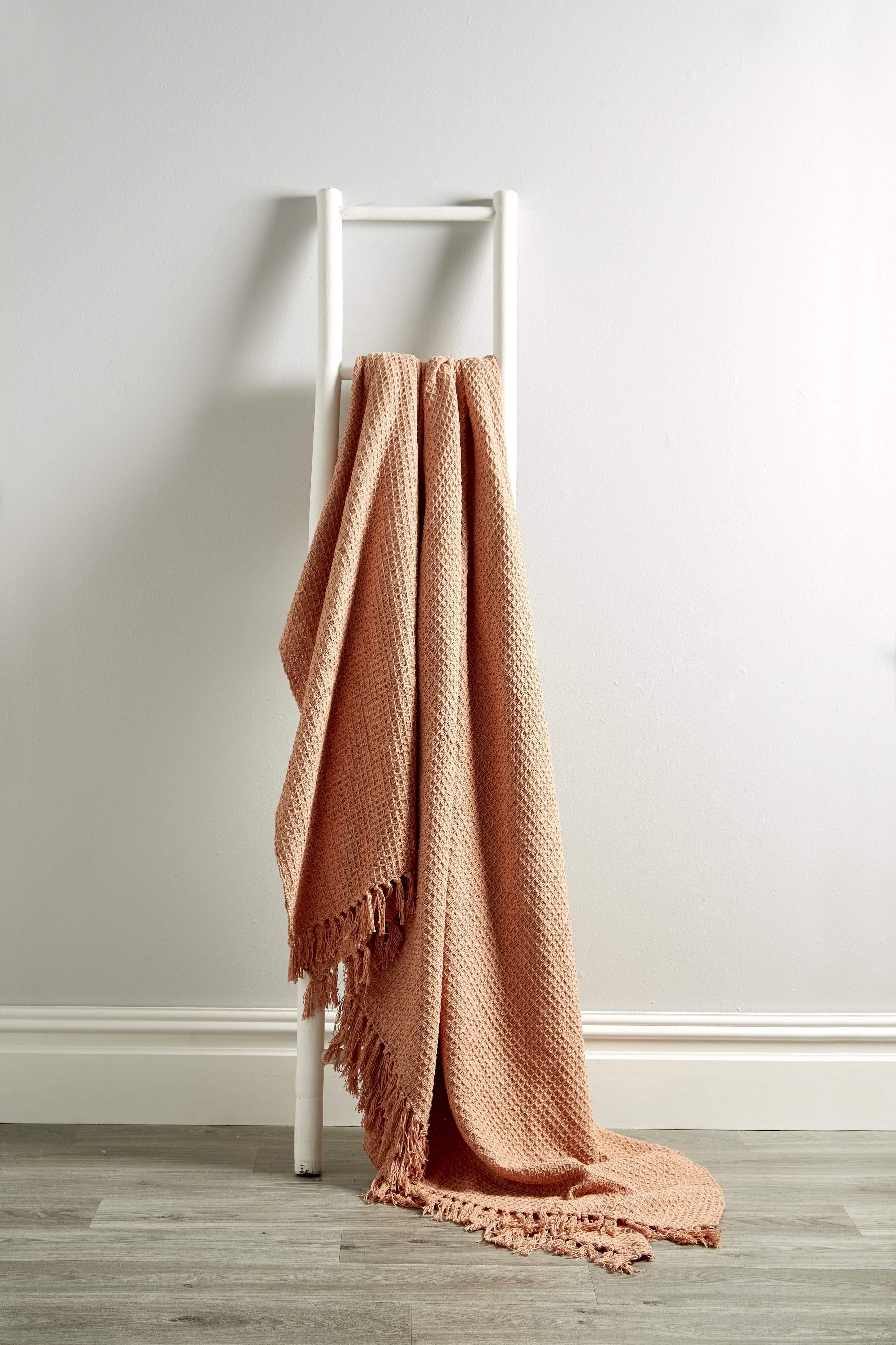 Indian Cotton Handwoven Honeycomb Throw Blanket Lightweight