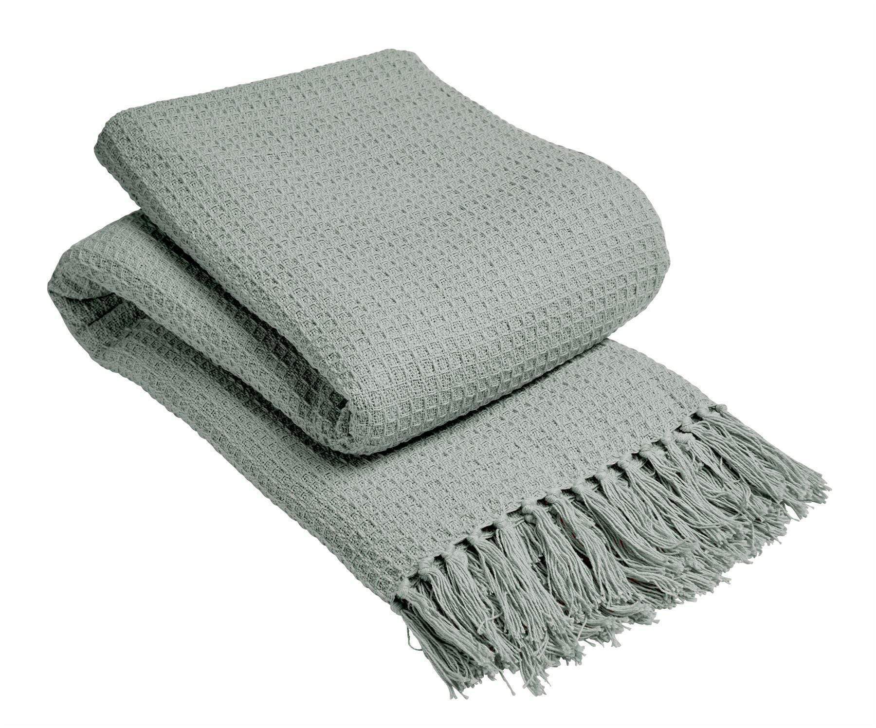 Indian Cotton Handwoven Honeycomb Throw Blanket Lightweight