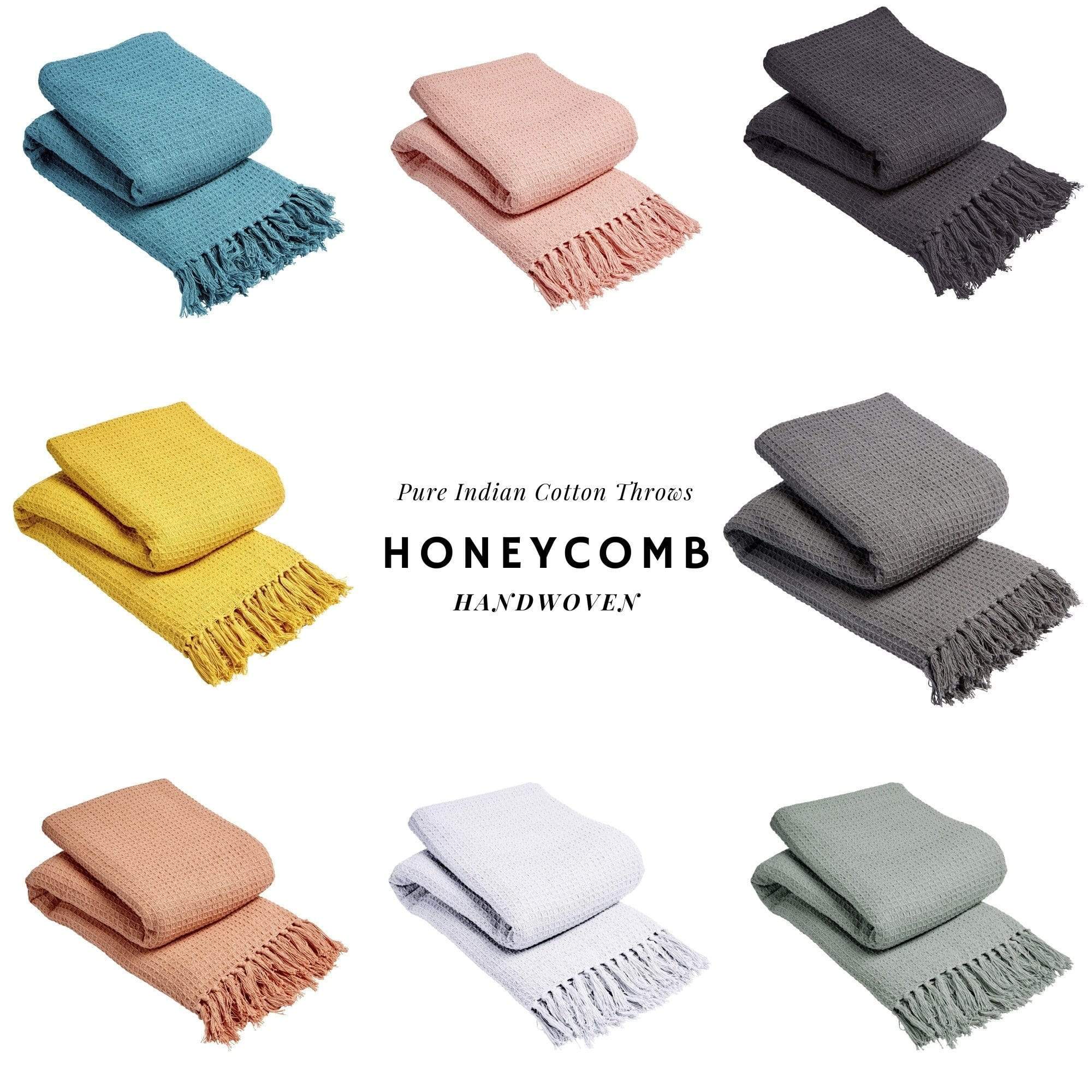 Indian Cotton Handwoven Honeycomb Throw Blanket Lightweight