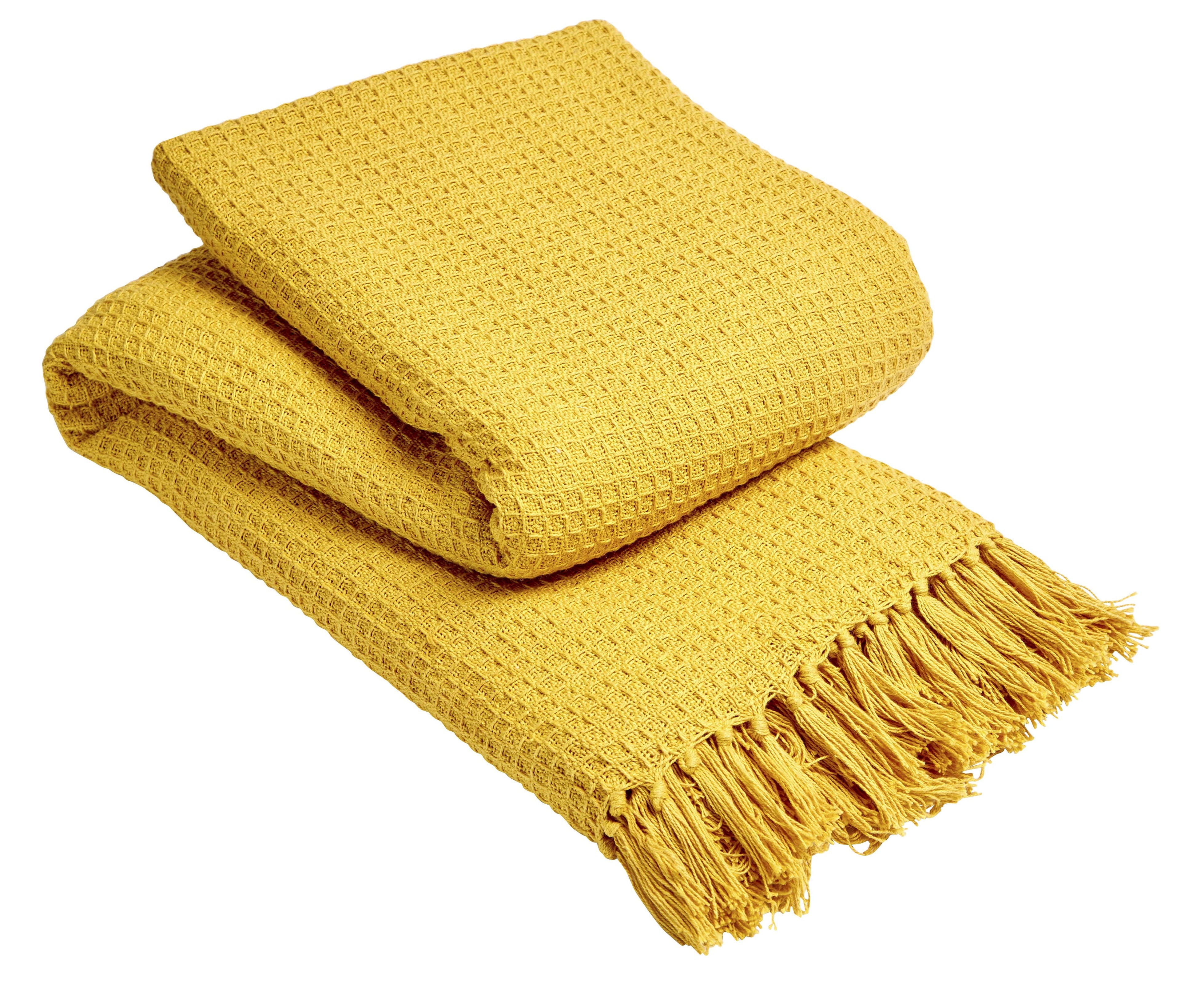 Indian Cotton Handwoven Honeycomb Throw Blanket Lightweight