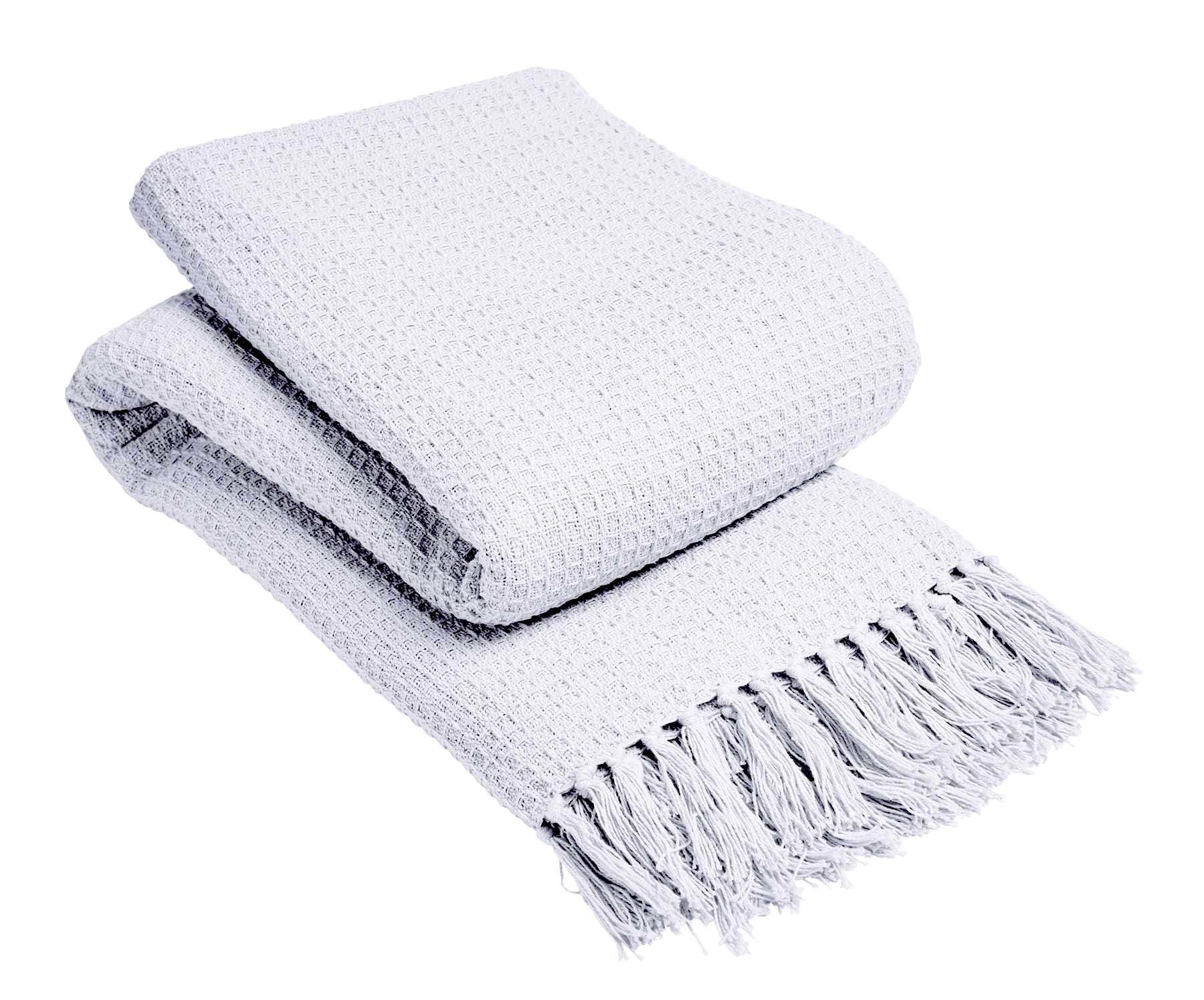 Indian Cotton Handwoven Honeycomb Throw Blanket Lightweight