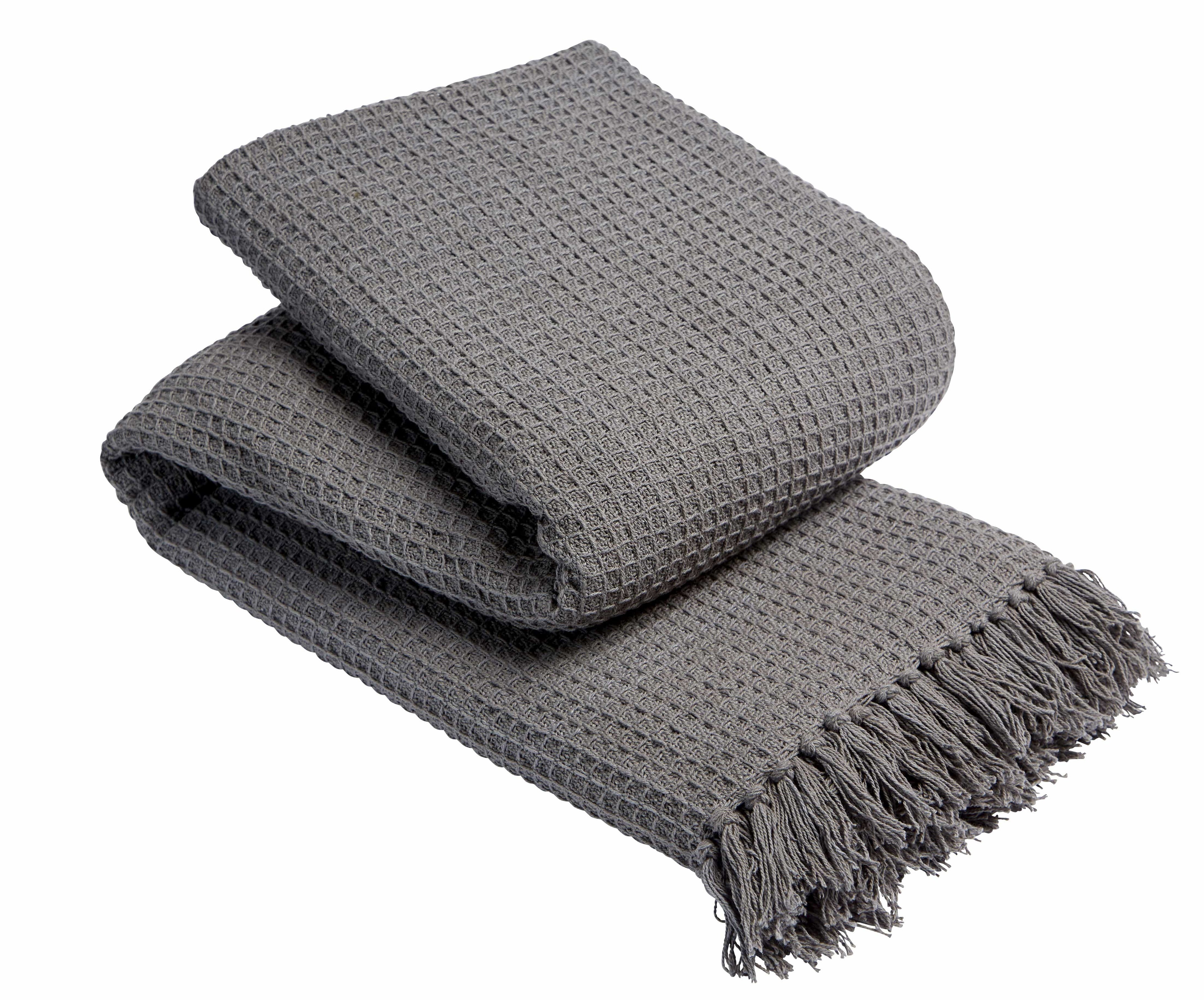 Indian Cotton Handwoven Honeycomb Throw Blanket Lightweight