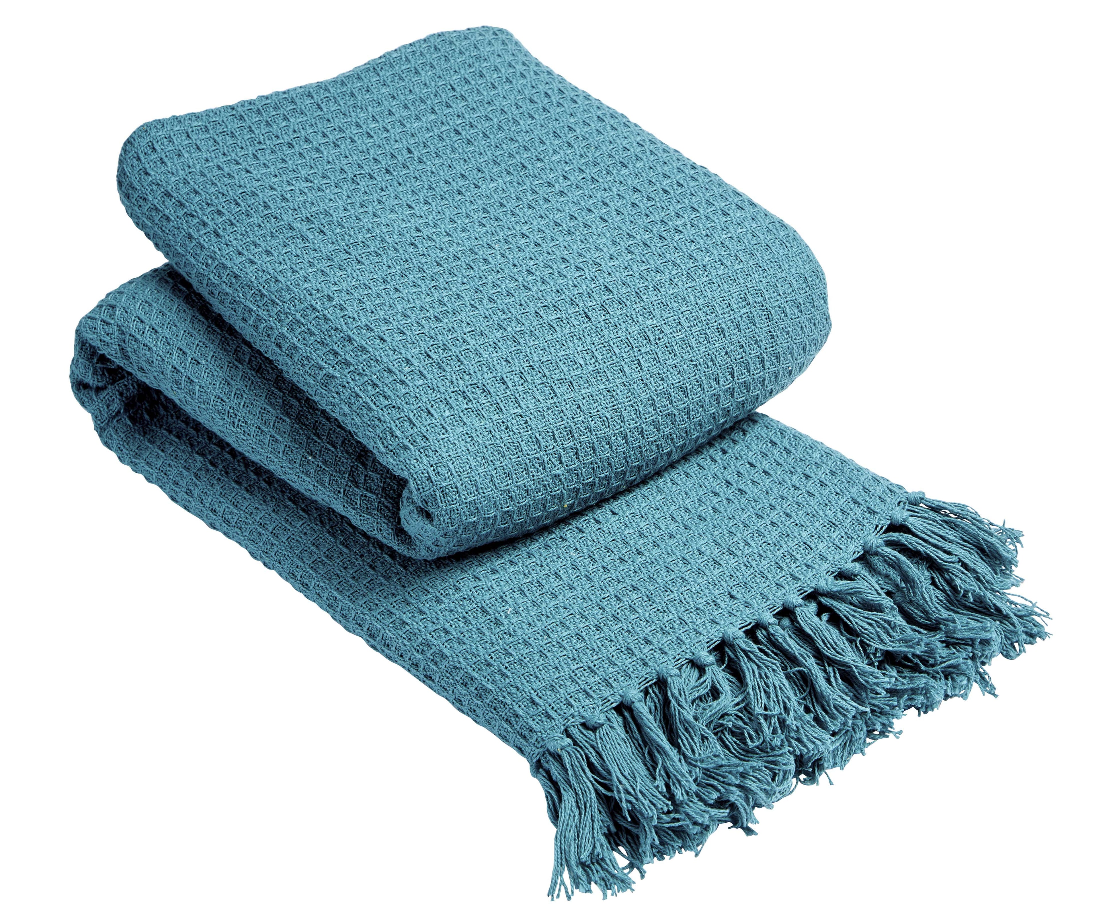 Indian Cotton Handwoven Honeycomb Throw Blanket Lightweight
