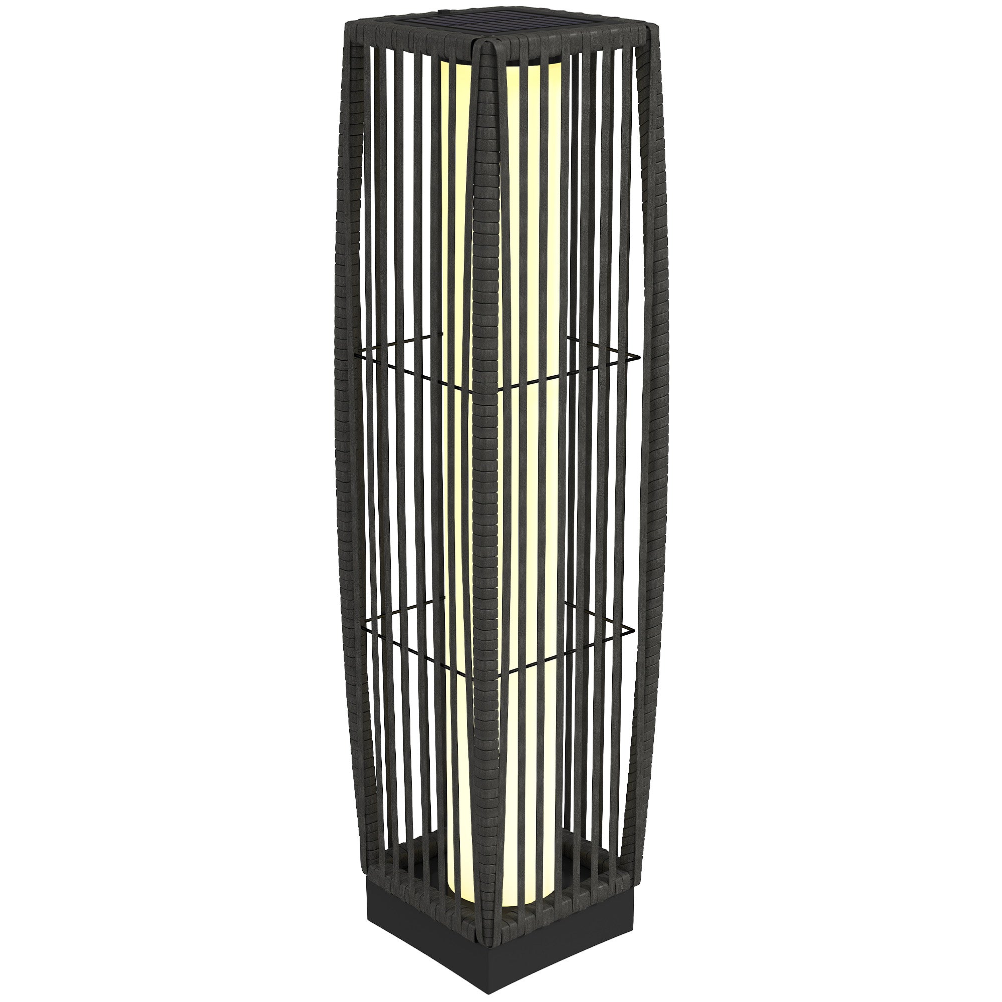 Solar Rattan Floor Lamp/ Garden Lantern with Auto-switch LED Lights, IP44
