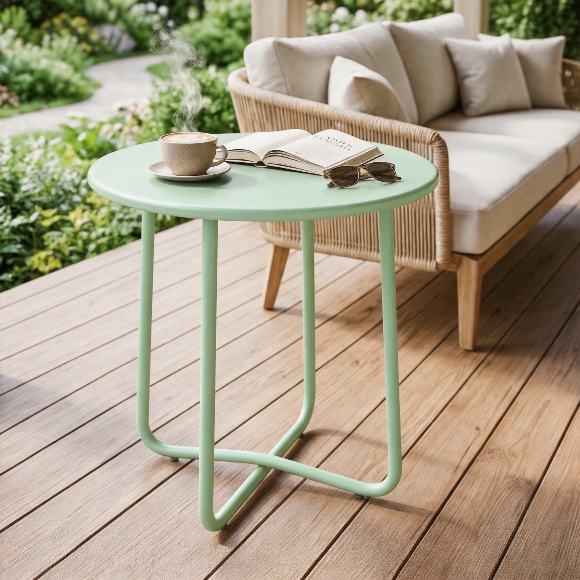Round Garden Side Table, Metal