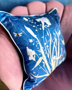 Navy Floral 'Midnight' Art Cushion - double sided, made from Vegan friendly Suede