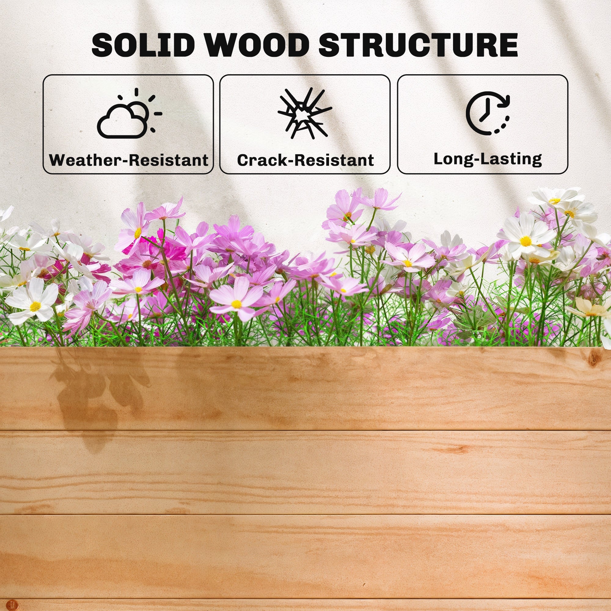Fir Wood Planter and Trellis Garden Bed