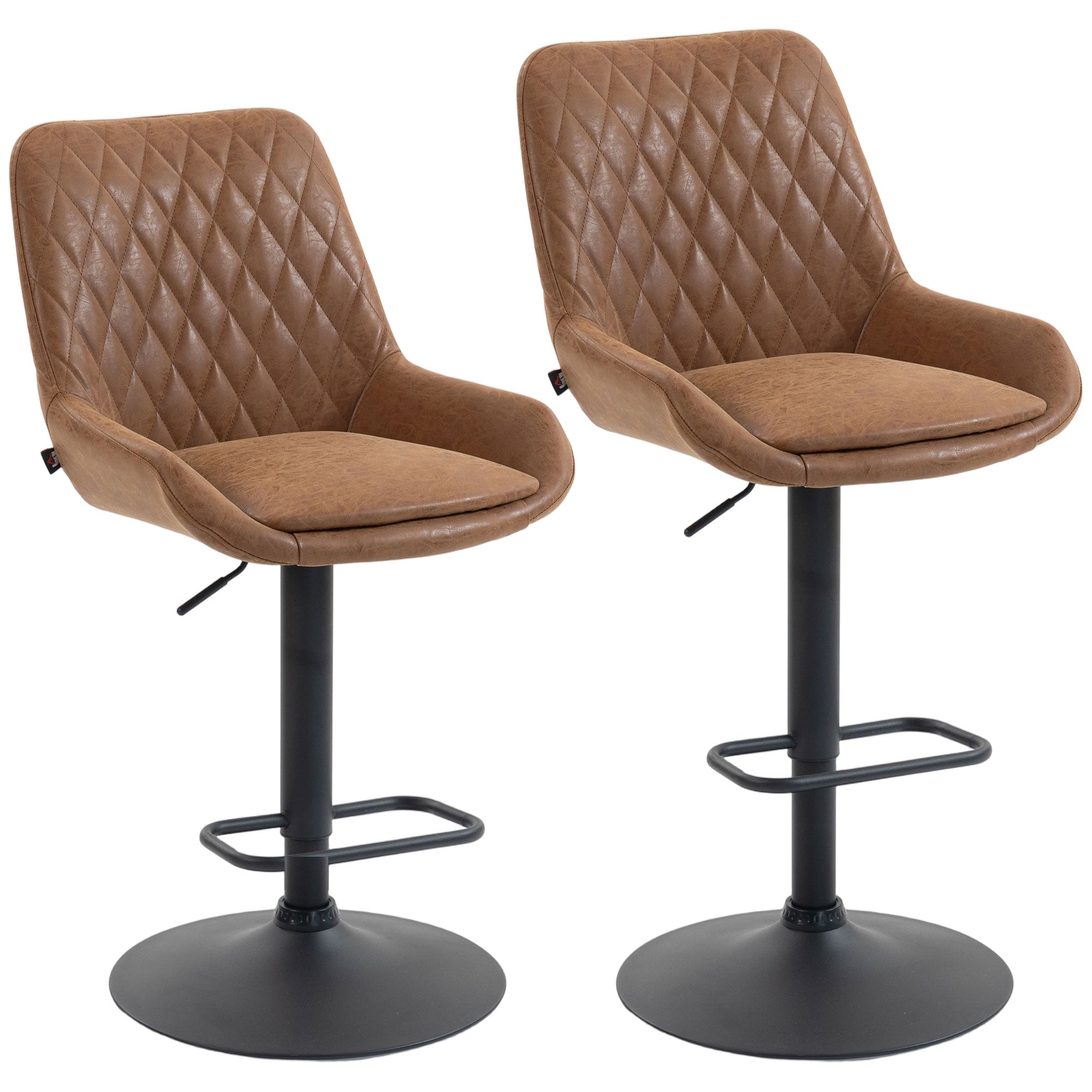 Set of Two Faux Leather Retro Bar Stools