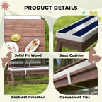Wooden Kids Picnic Table & Bench Set with Cushions and Umbrella
