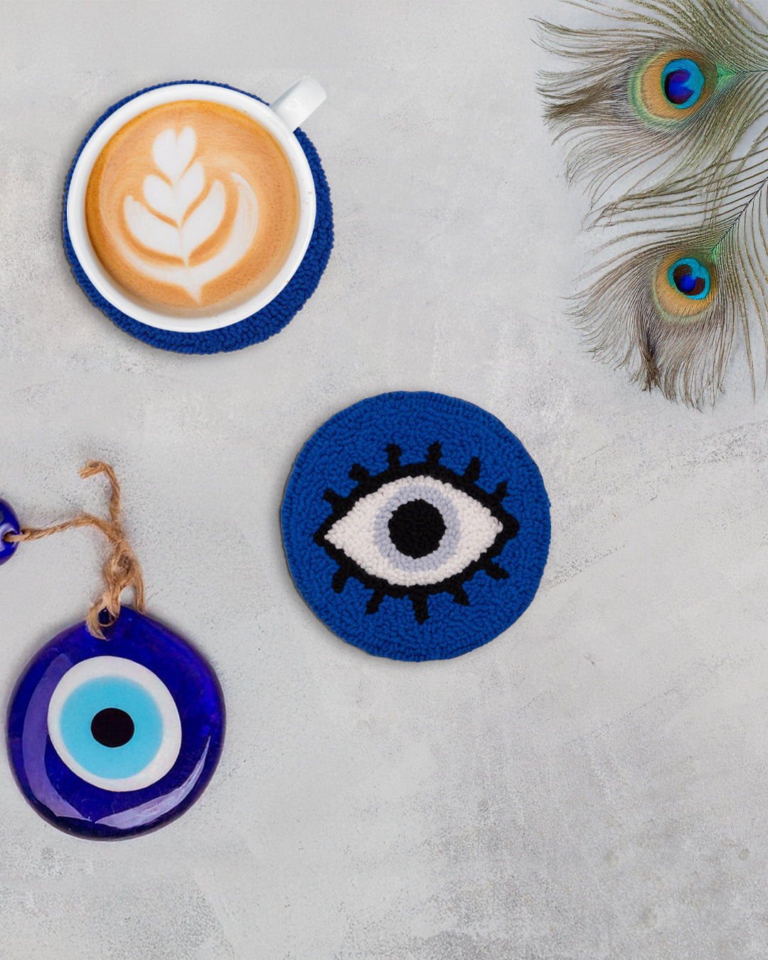 Evil Eye Punch Needle Coaster