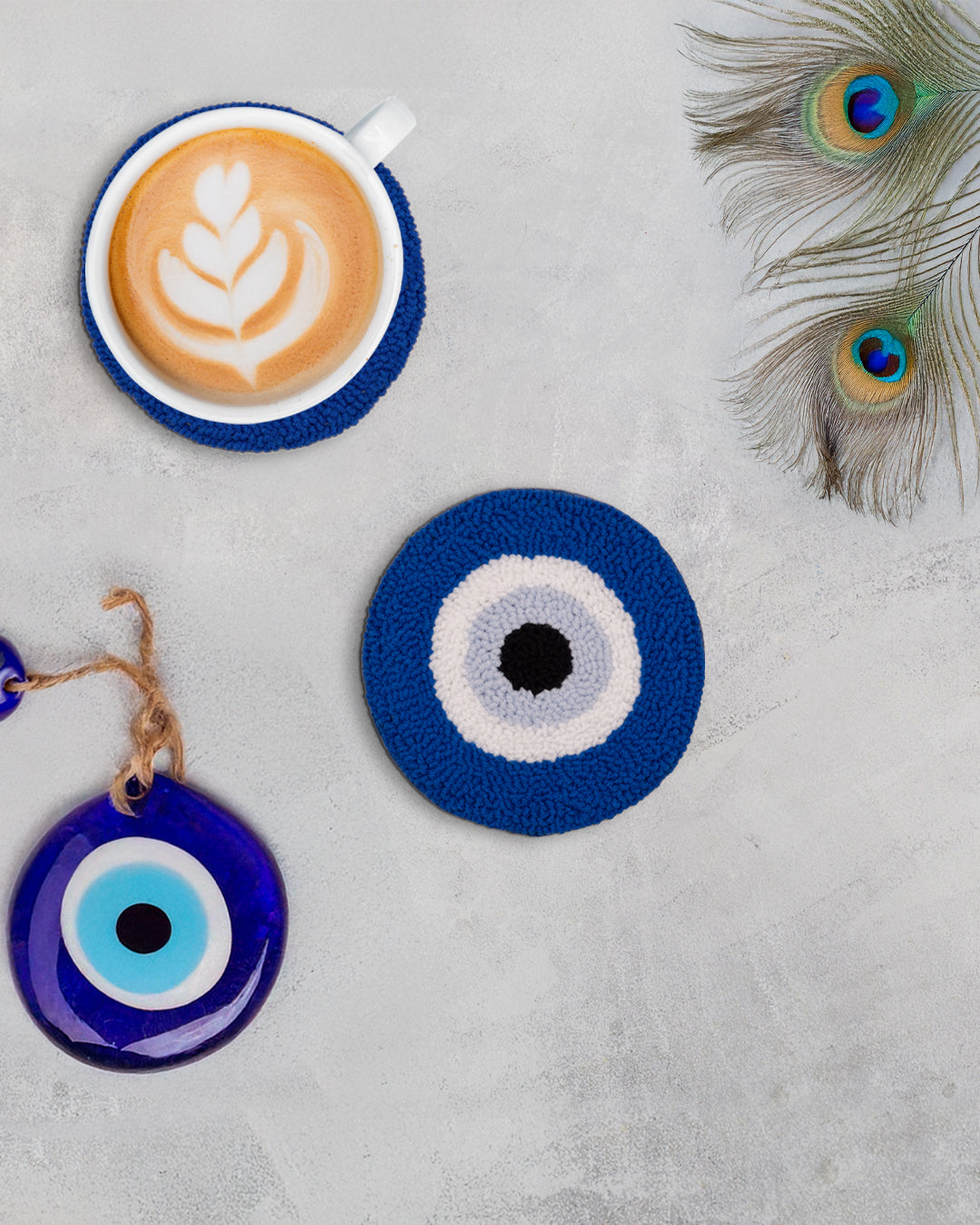 Evil Eye Punch Needle Coaster