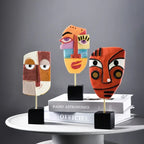 Nordic Abstract Face Resin Sculpture - Modern Art Figurine