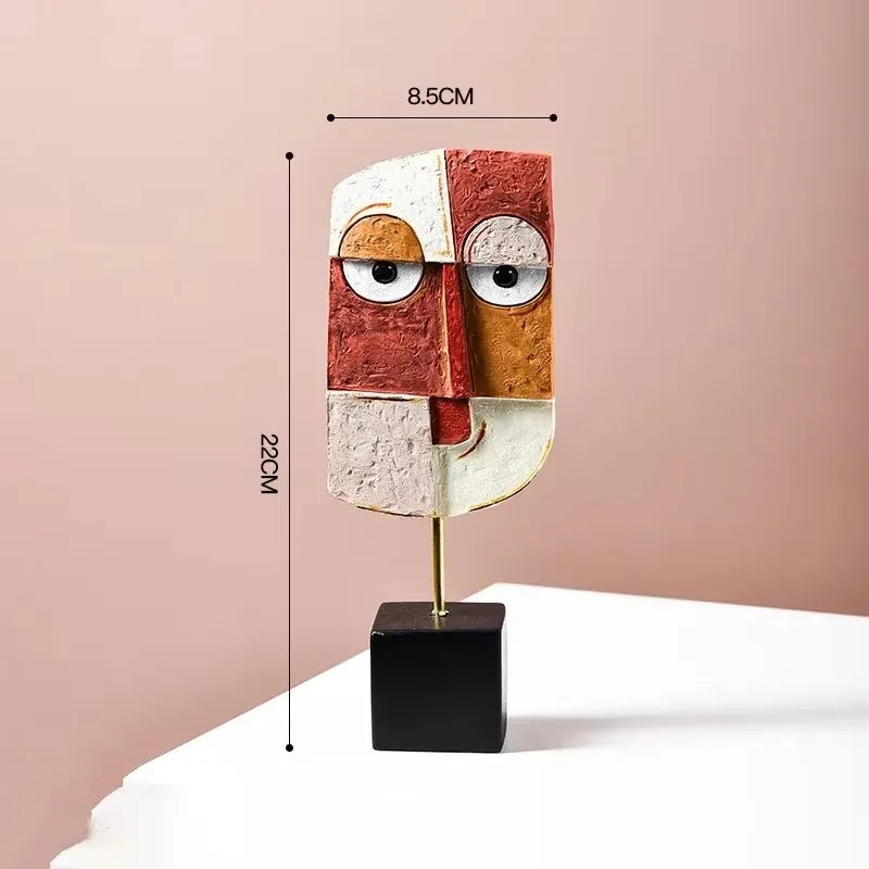 Nordic Abstract Face Resin Sculpture - Modern Art Figurine