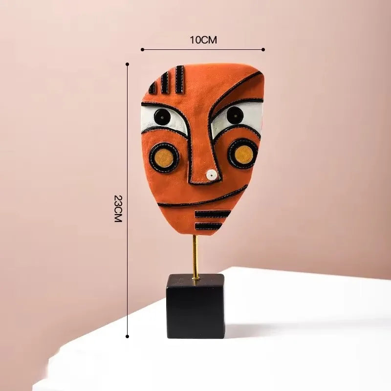 Nordic Abstract Face Resin Sculpture - Modern Art Figurine