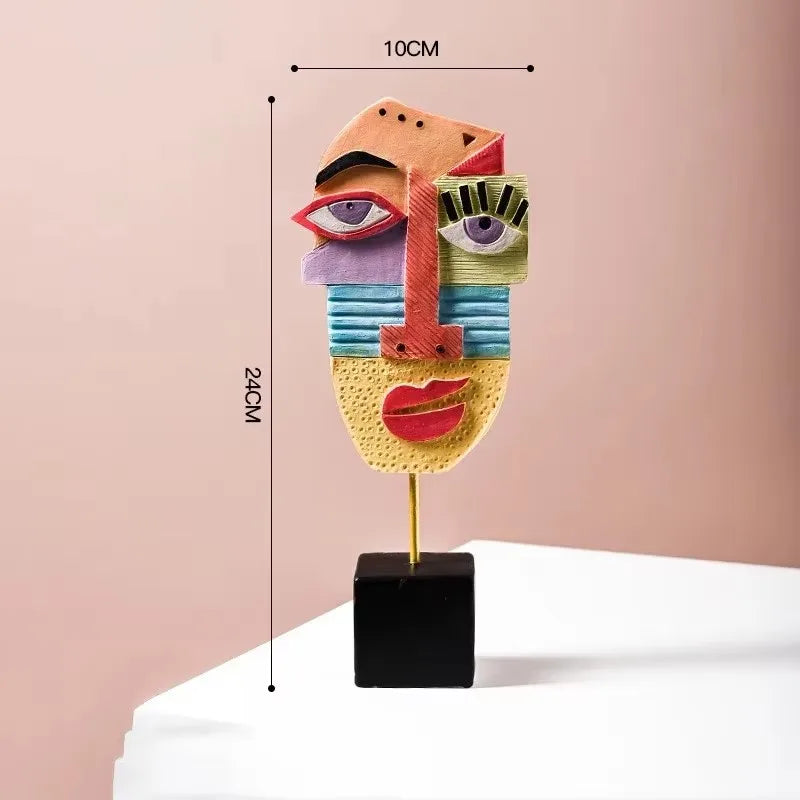 Nordic Abstract Face Resin Sculpture - Modern Art Figurine