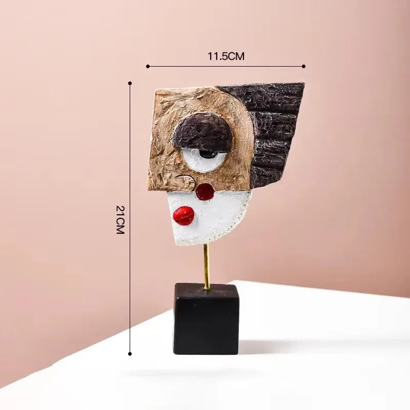 Nordic Abstract Face Resin Sculpture - Modern Art Figurine