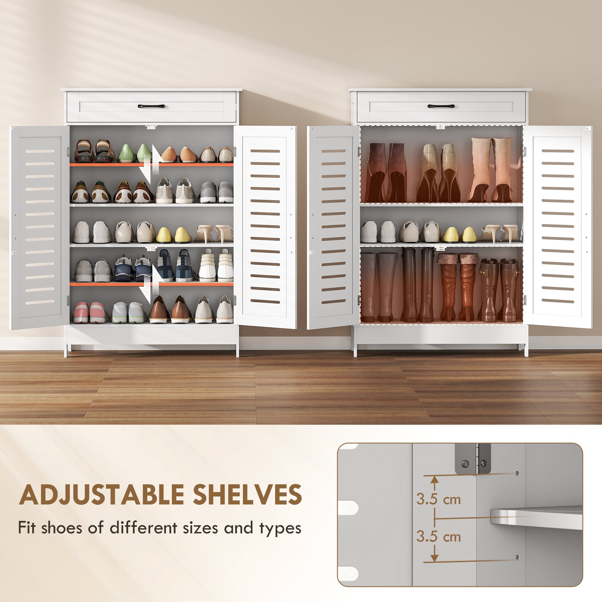 Shoe Cabinet with Louvered Doors