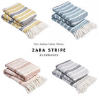 Handwoven Pure Cotton Striped Throw with Tassels