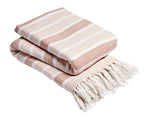 Handwoven Pure Cotton Striped Throw with Tassels