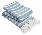 Handwoven Pure Cotton Striped Throw with Tassels