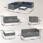 4 Piece Rattan Garden Furniture Set, Corner Sofa Set with Storage Table