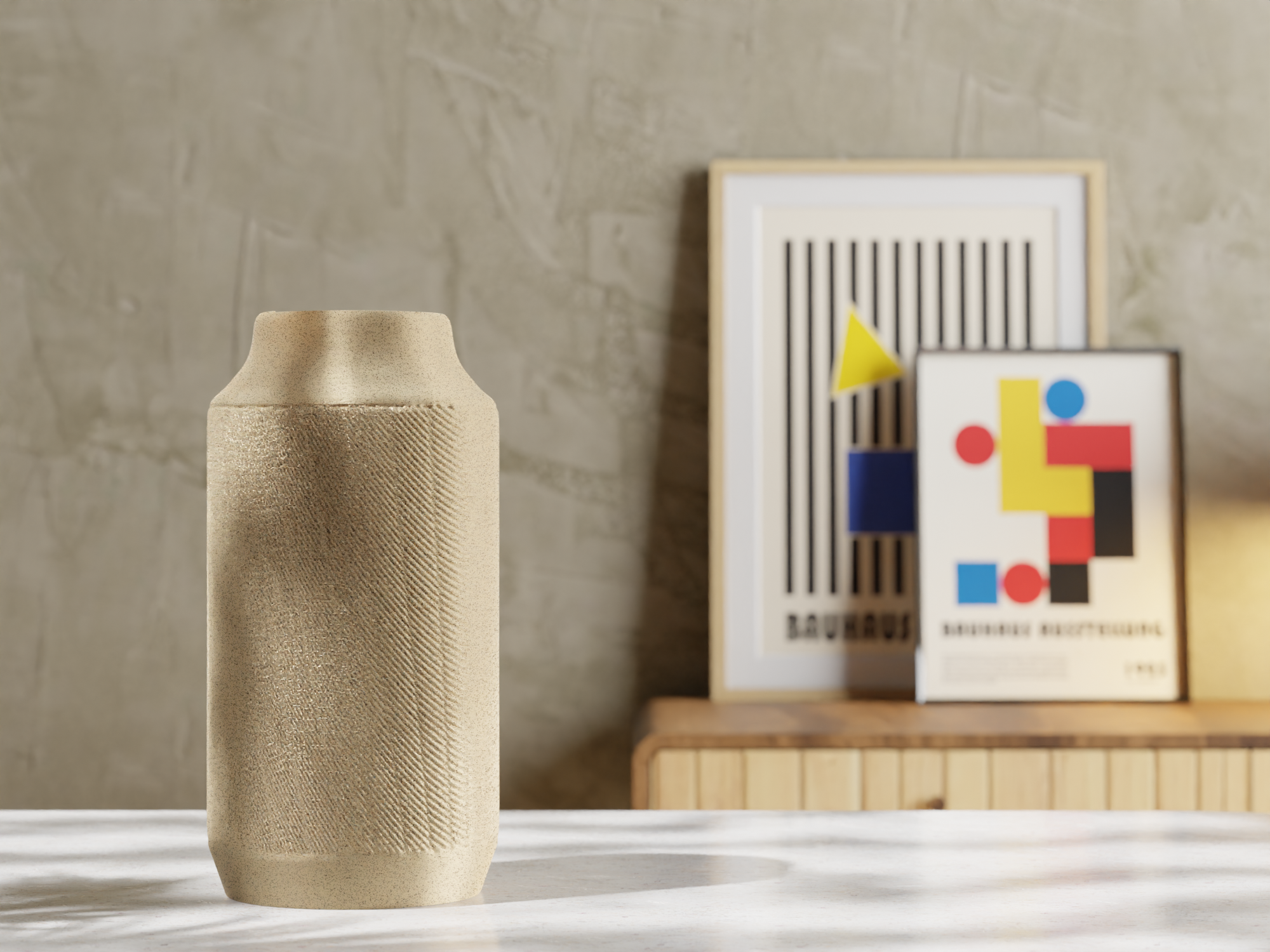 Grain Ribbed Birch Fibre Vase | Natural Texture