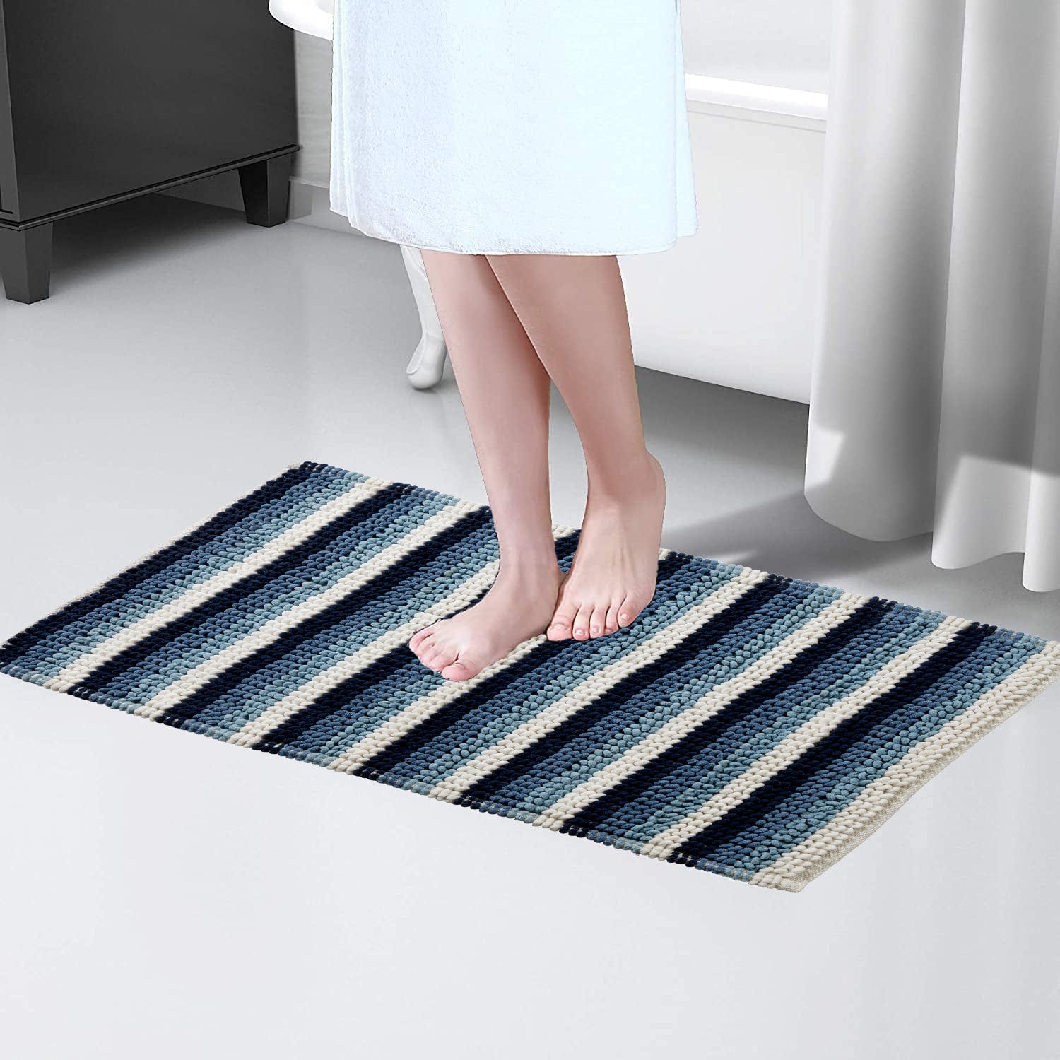 Quick-Drying, Stripe Bathmat - Anti-Slip