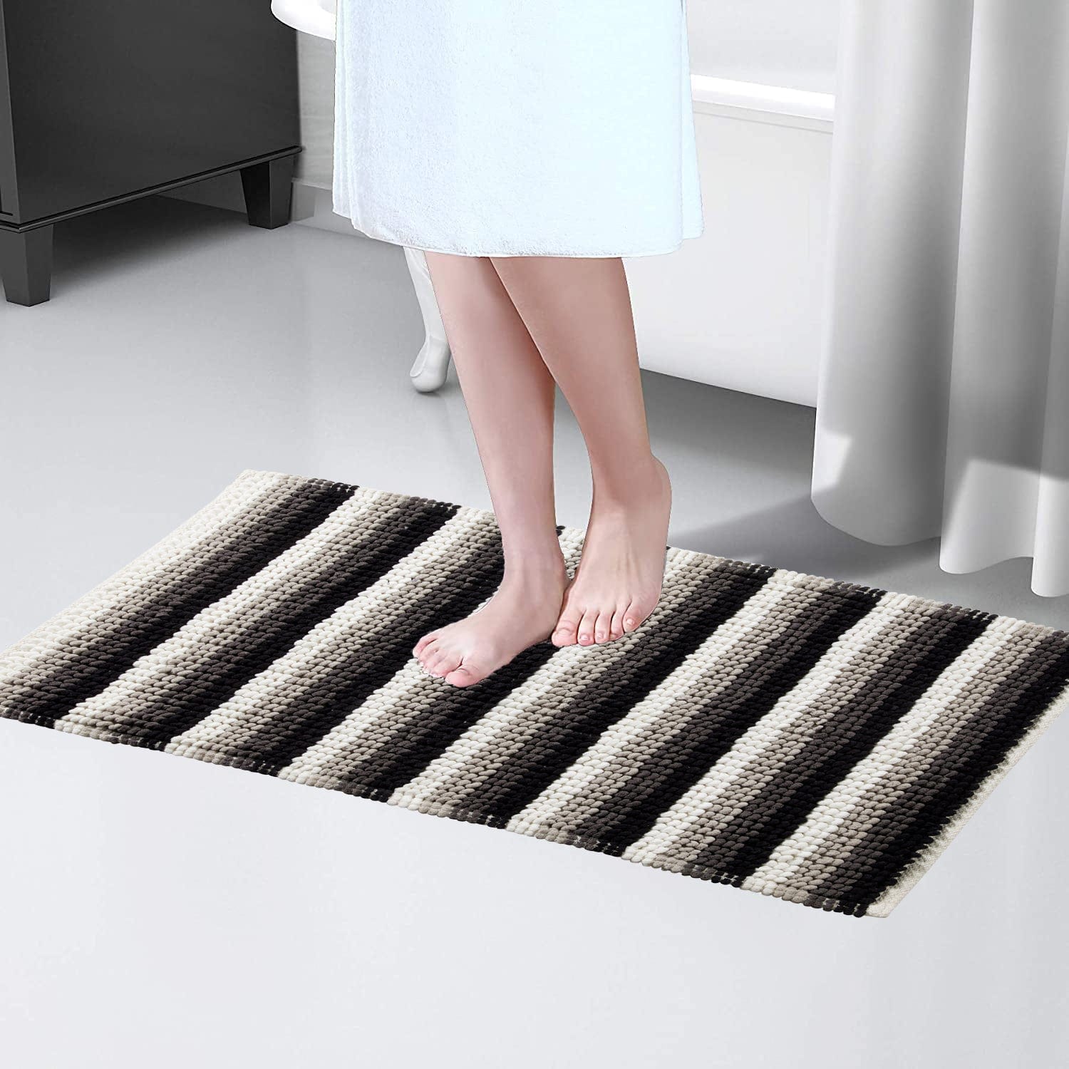 Quick-Drying, Stripe Bathmat - Anti-Slip