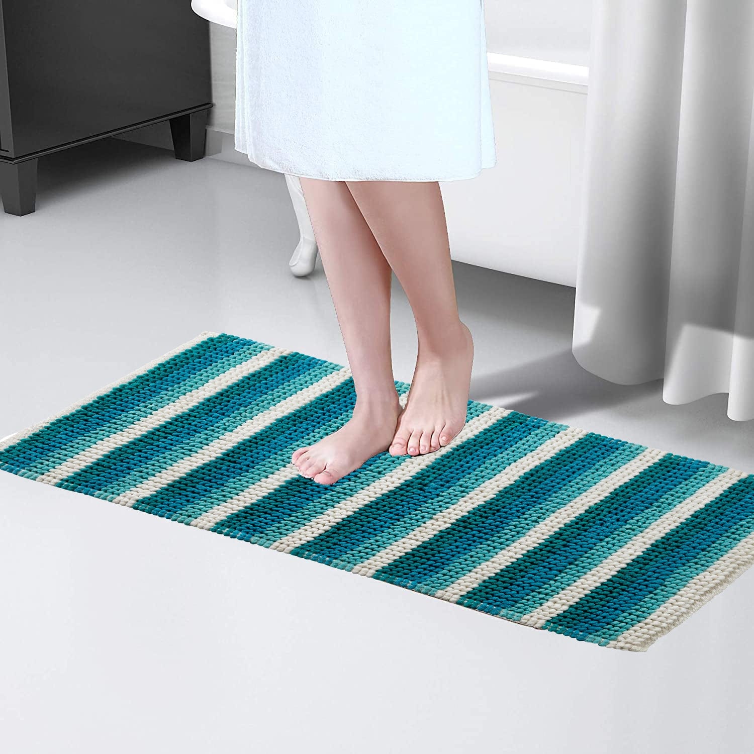 Quick-Drying, Stripe Bathmat - Anti-Slip