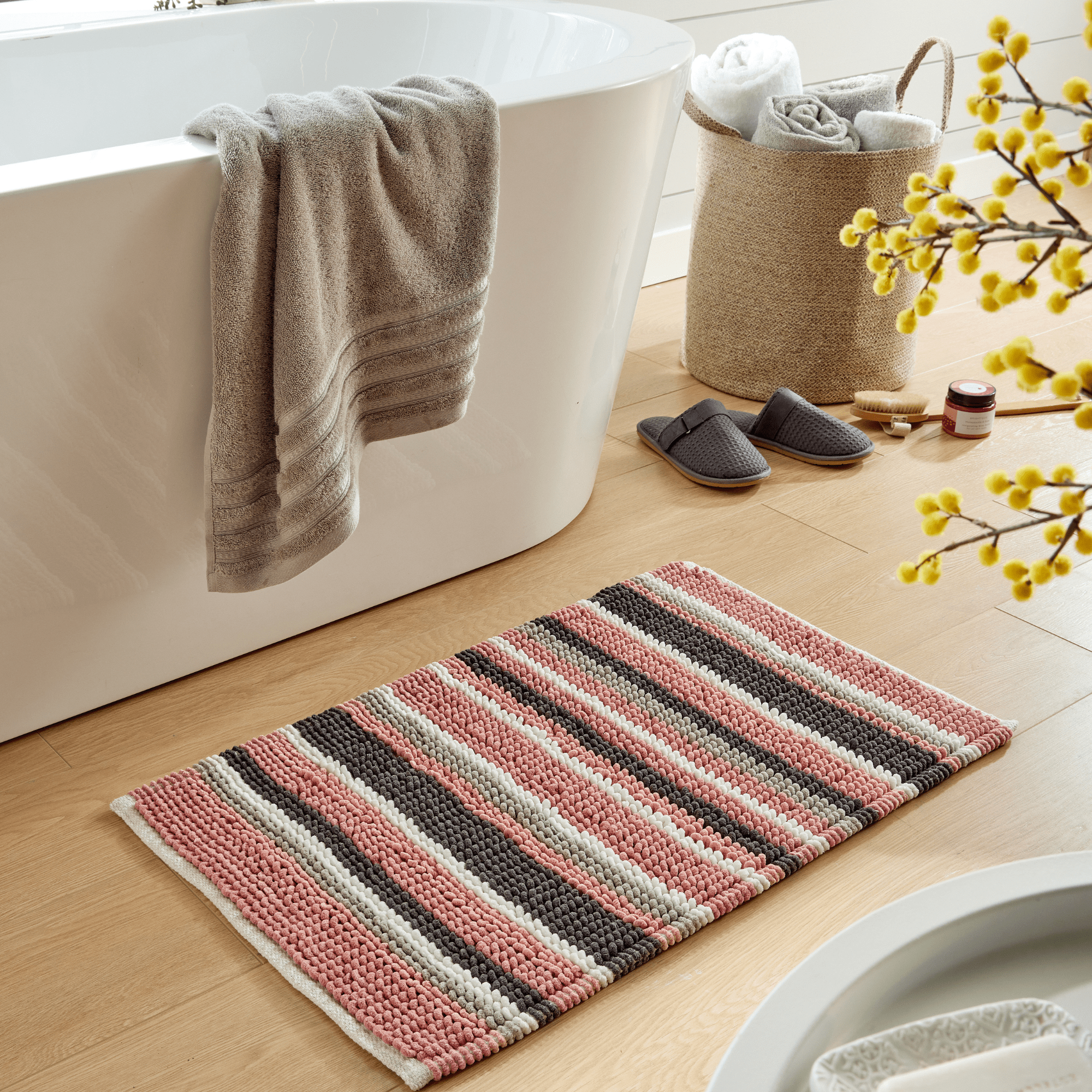 Quick-Drying, Stripe Bathmat - Anti-Slip