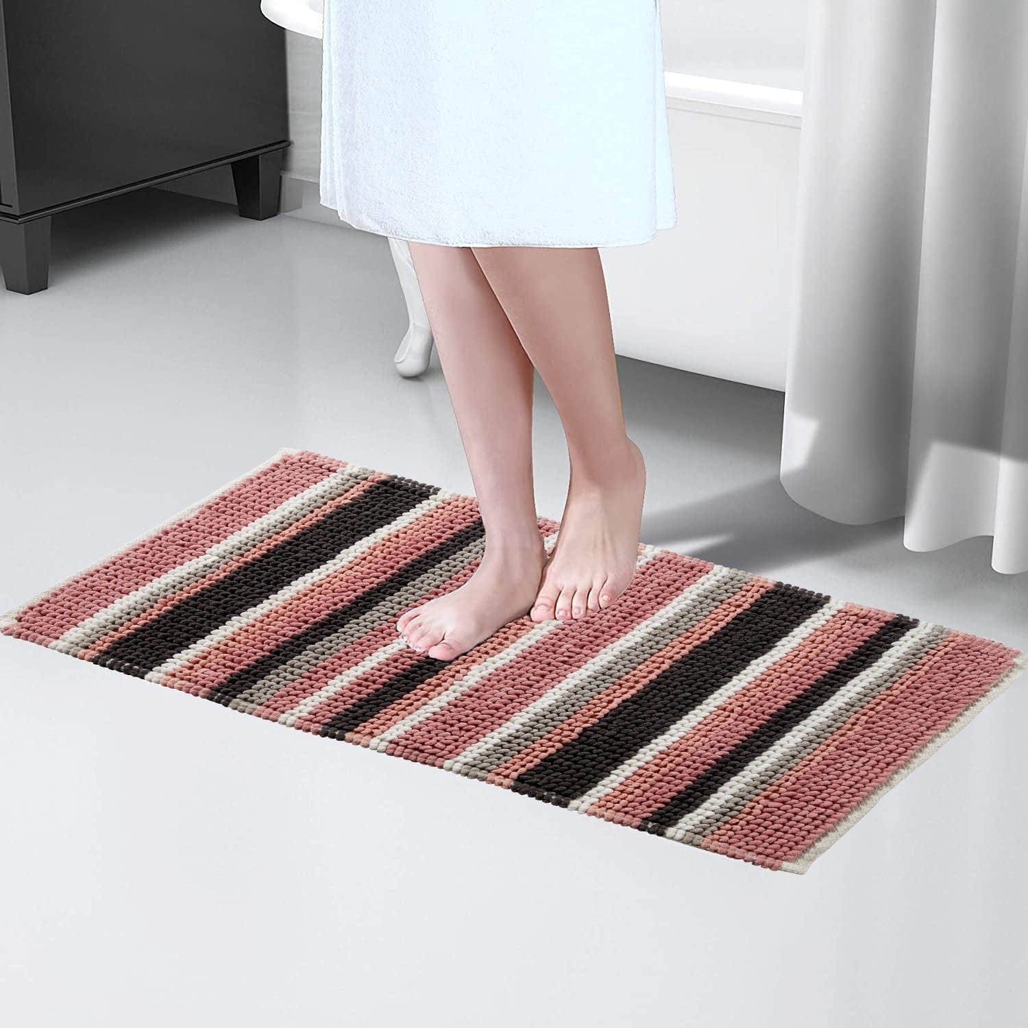 Quick-Drying, Stripe Bathmat - Anti-Slip