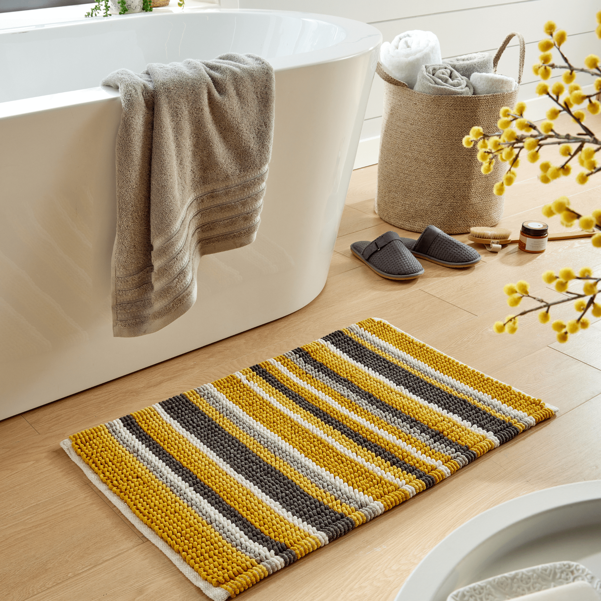 Quick-Drying, Stripe Bathmat - Anti-Slip
