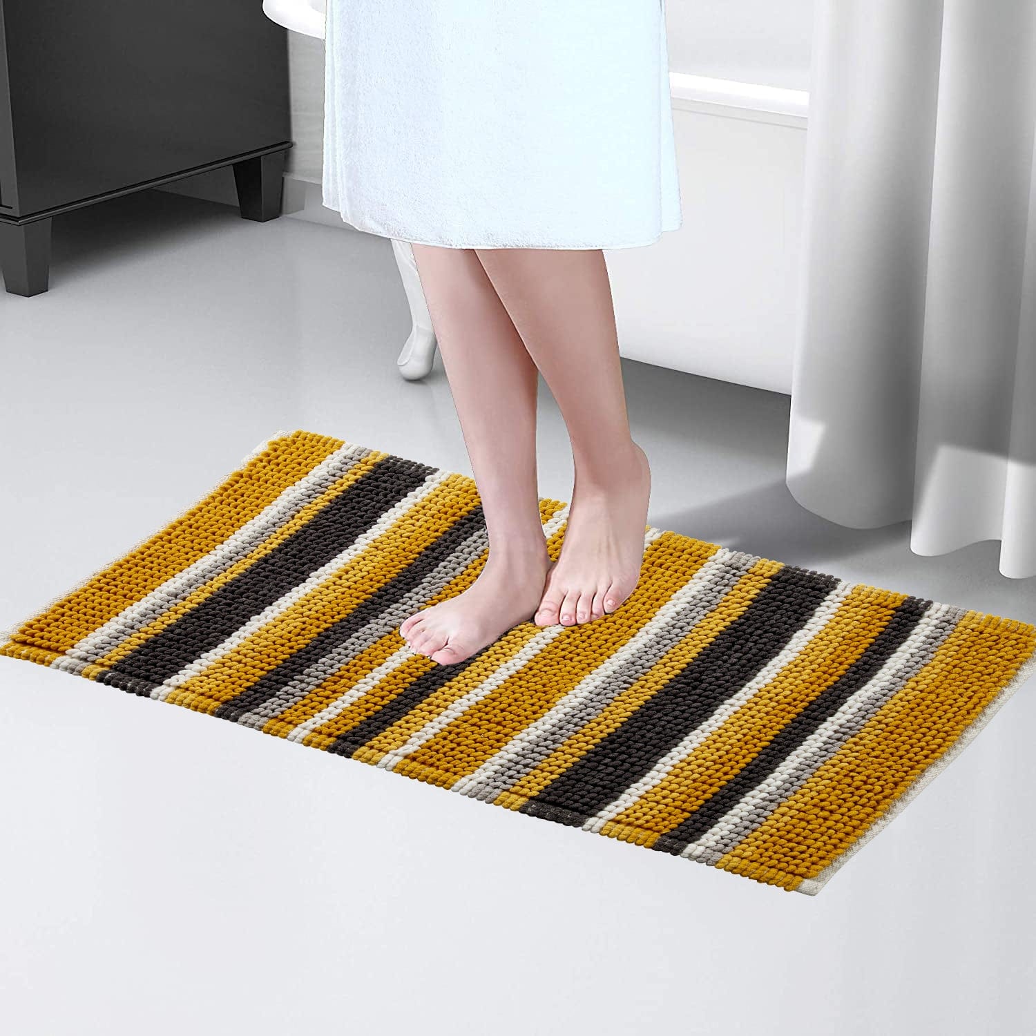 Quick-Drying, Stripe Bathmat - Anti-Slip