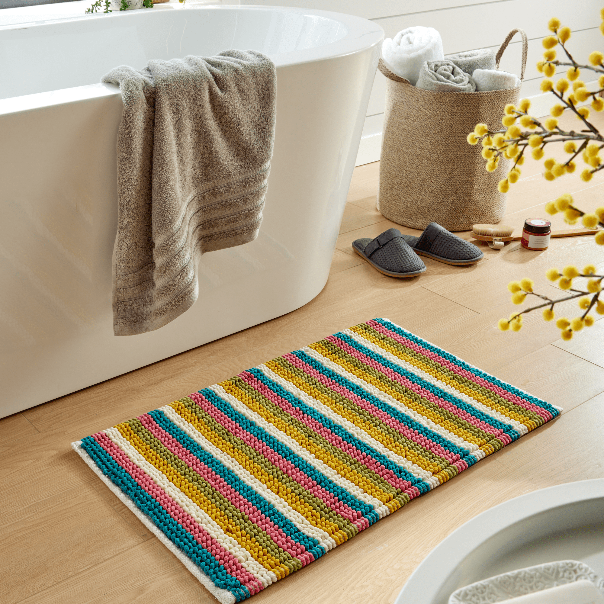 Quick-Drying, Stripe Bathmat - Anti-Slip