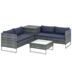 4 Piece Rattan Garden Furniture Set, Corner Sofa Set with Storage Table
