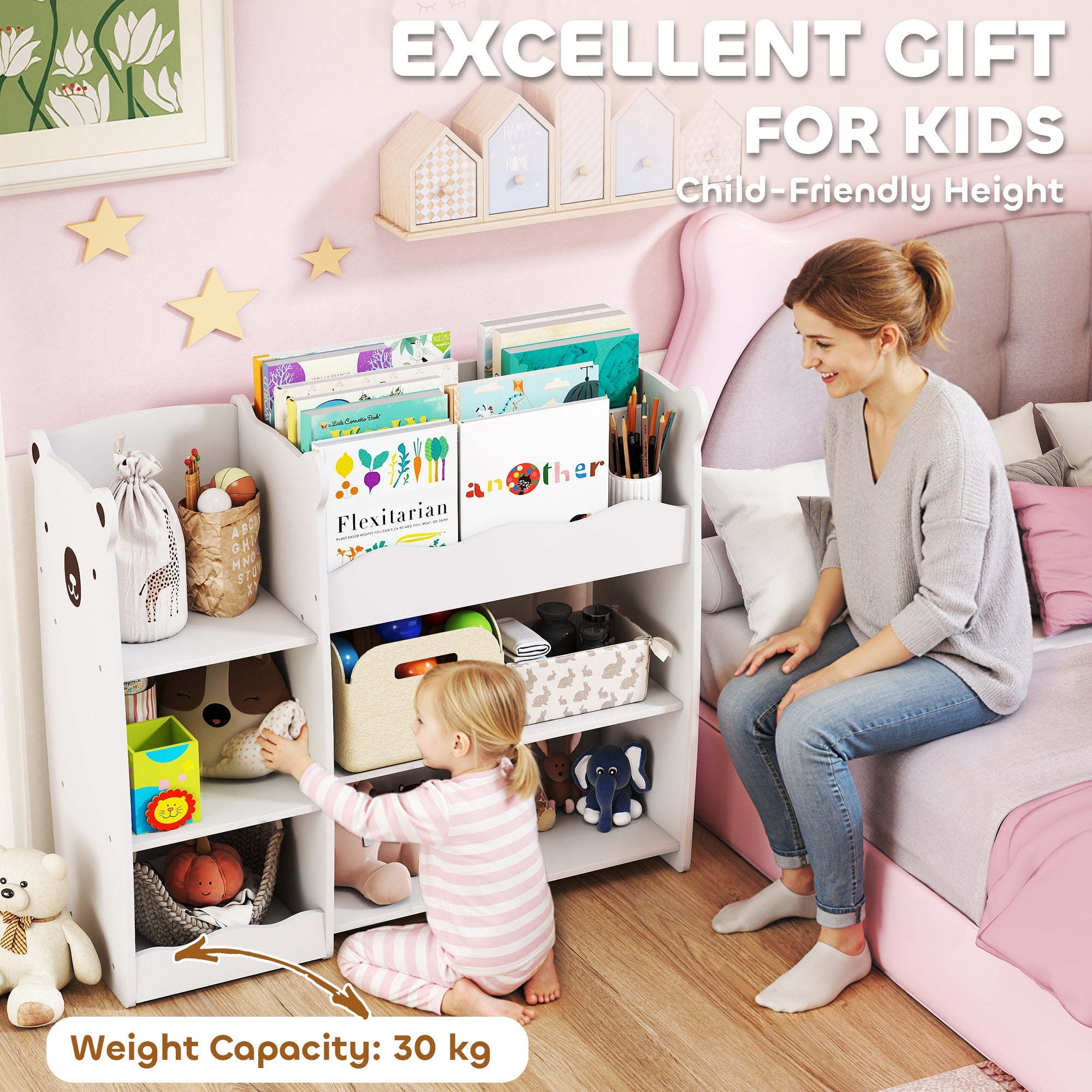Kids Toy Storage Unit, Bookshelf and Toy Organiser