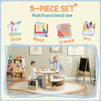 Five-Piece Kids Table and Chairs Set with Storage, for Ages 3-8 Years