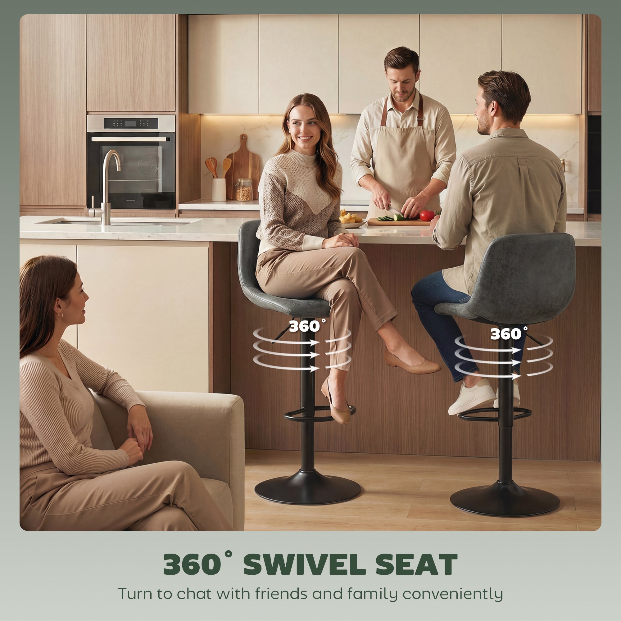 Bar Stools Set of 2, Modern Swivel with Footrest