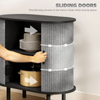 Tambour Sideboard with Fluted Sliding Doors,Wooden Legs