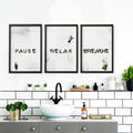 Relaxing Black & Pink Bathroom Art Set of 3