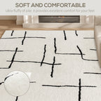 Modern Fluffy Area Rug, Geometric Pattern Washable Rug