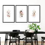 Shabby Chic Floral Wall Art Set of 3